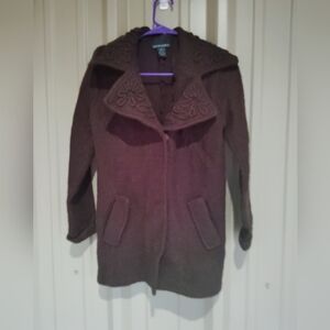 Women's Cynthia Rowley Chocolate Brown Wool Sweater Jacket Size Small